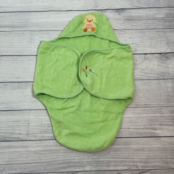 Babies R Us Hooded Baby Towel Green Duck Cotton Bath Wrap - Picture 4 of 9